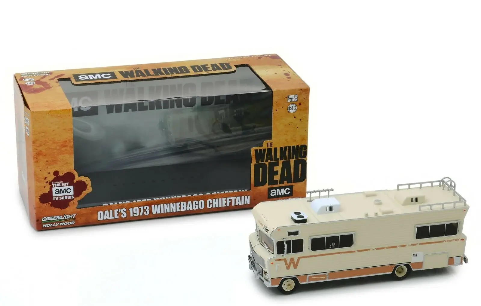 Зеленый свет 1:43 DALE'S 1973 WINNEBAGO CHIEFTAIN RV бутик сплав автомобиль игрушки для детей модель оригинальная коробка