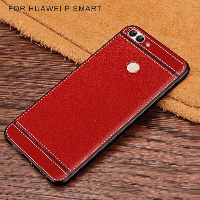 личи зерна узор кожаное силиконовый чехол на Huawei P smart чехлы классический личи