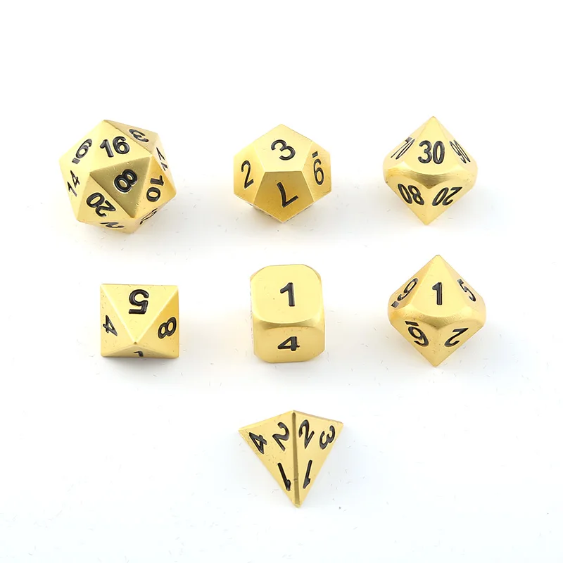 Игральные кости DND металлические Rpg набор многогранные подземелья и дракон черные настольные игры цинковый сплав желтый цифровой D& d кубики шаблон D6