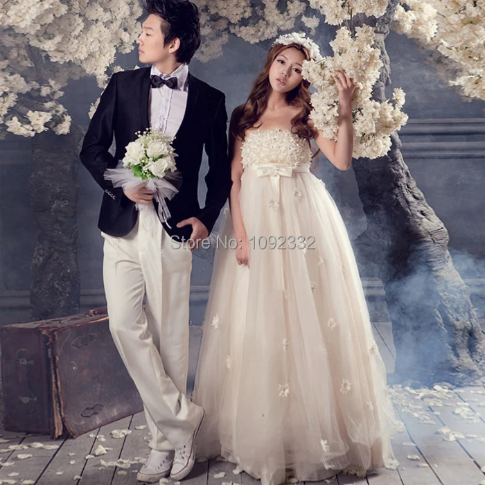 Новинка 2016 в наличии искусственное Цветочное платье для беременных свадебное