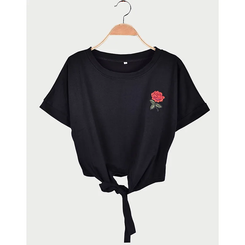 Женская футболка укороченные топы женская одежда в Корейском стиле 2019 хлопковые