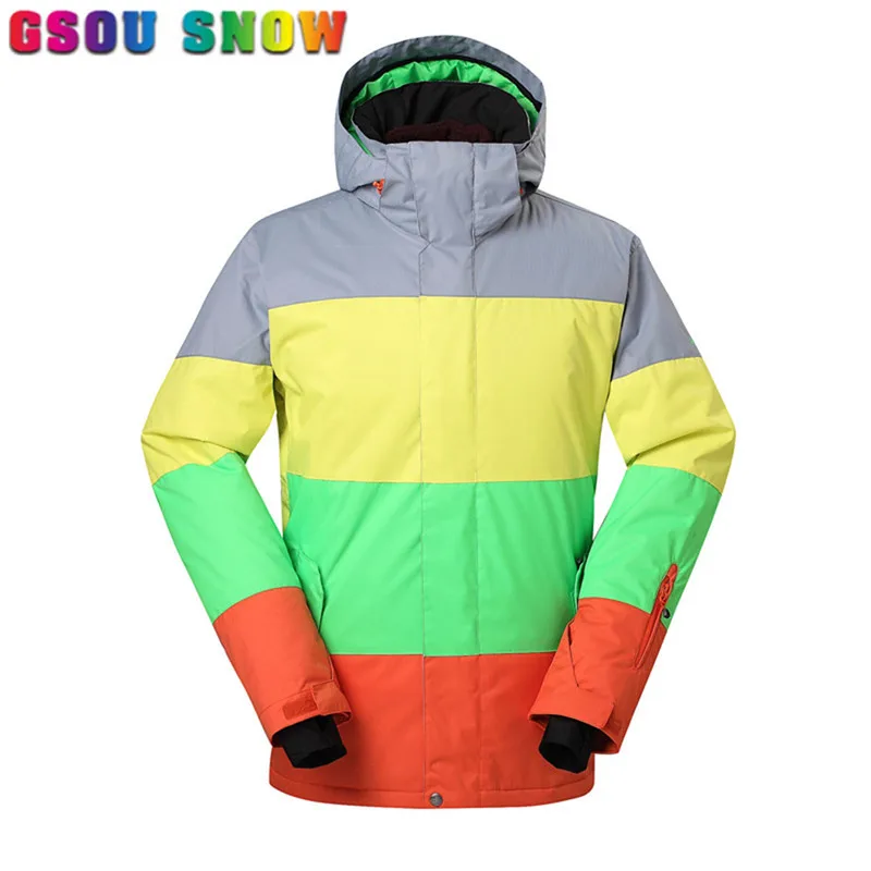 Gsou зимние лыжи куртка мужчины ватным тампоном Теплая Лыжная мне сноуборд