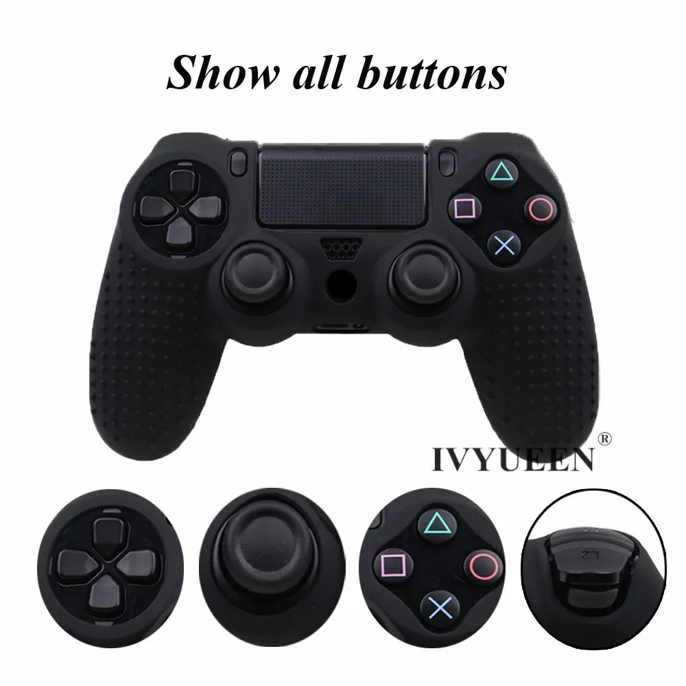 IVYUEEN для sony playstation 4 Dualshock 4 PS4 Pro Slim контроллер силиконовый чехол защитная кожа и аналоговые ручки
