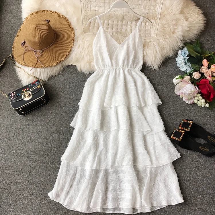 Женское платье на бретельках длинное Повседневное с кисточками и регулируемым