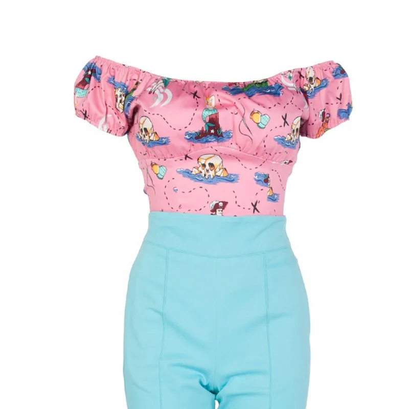 Женский винтажный топ с открытыми плечами в стиле ретро | Женская одежда