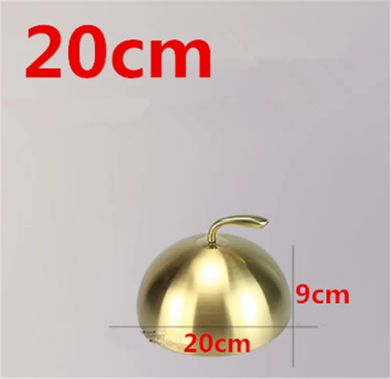 Golden 20xH9cm Крышка из нержавеющей стали, круглая Золотая Крышка для стейка, западный стиль, без магнита, крышка для сковороды, повышающая рост, Корейская Крышка для барбекю, котелок для барбекю - Цвет: Golden 20xH9cm