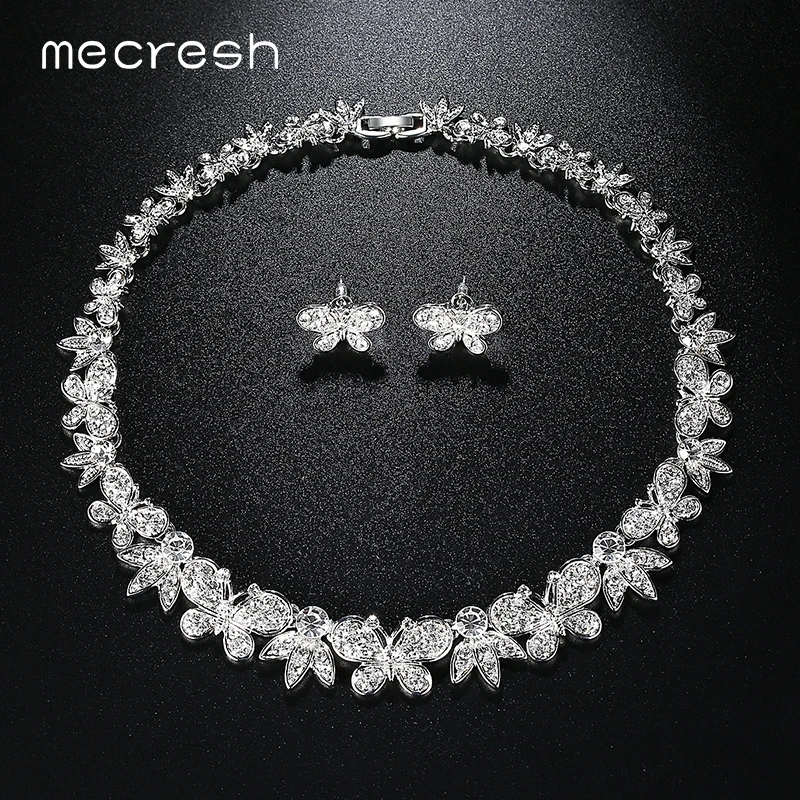 Mecresh Романтический свадебных туфель с бабочкой и Комплекты украшений для женщин