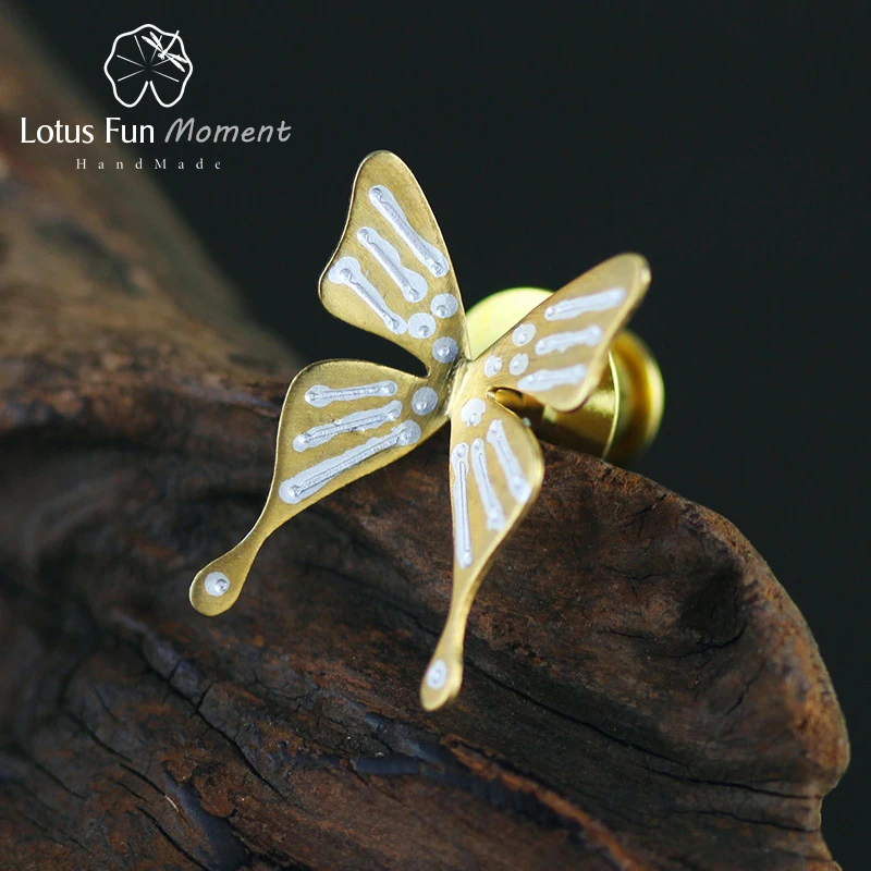 Lotus весело момент из натуральной 925 серебро ручной работы Модные украшения Модные летают бабочки Для женщин Броши Broche Булавки для Для женщин