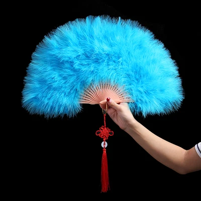 HQ-light blue 2 шт много утолщаются пушистые складные Marabou свадьба свадебный душ реквизит для фото вечеринок перо ручные вентиляторы - Цвет: HQ-light blue