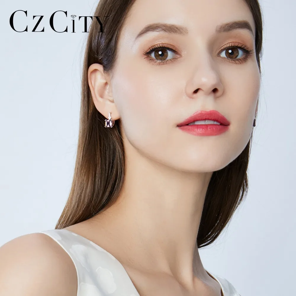 CZCITY, бренд, женские серьги-клипсы с нано дымом/белым камнем Моргана, роскошные серебряные серьги-манжеты 925 пробы, подарки