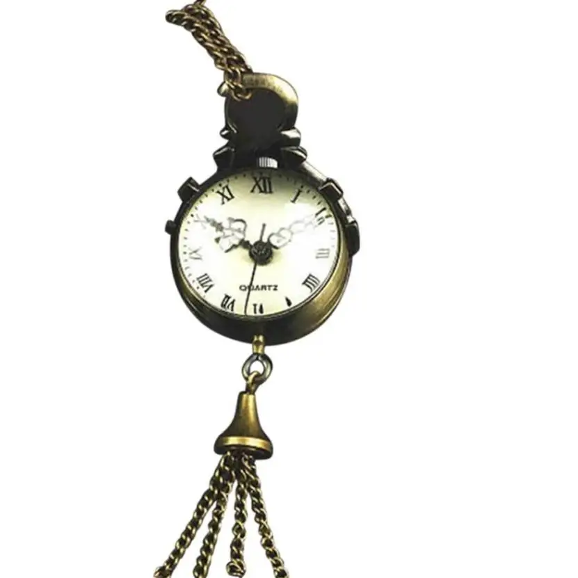 Часы Timezone#25 в стиле ретро, бронзовые, кварцевые, стеклянные карманные часы, ожерелье, цепь, стимпанк, карманные часы