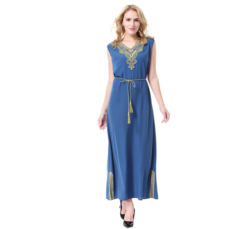 Женское мусульманское длинное платье туника Abaya Jalabiya Emboridery длинный исламский