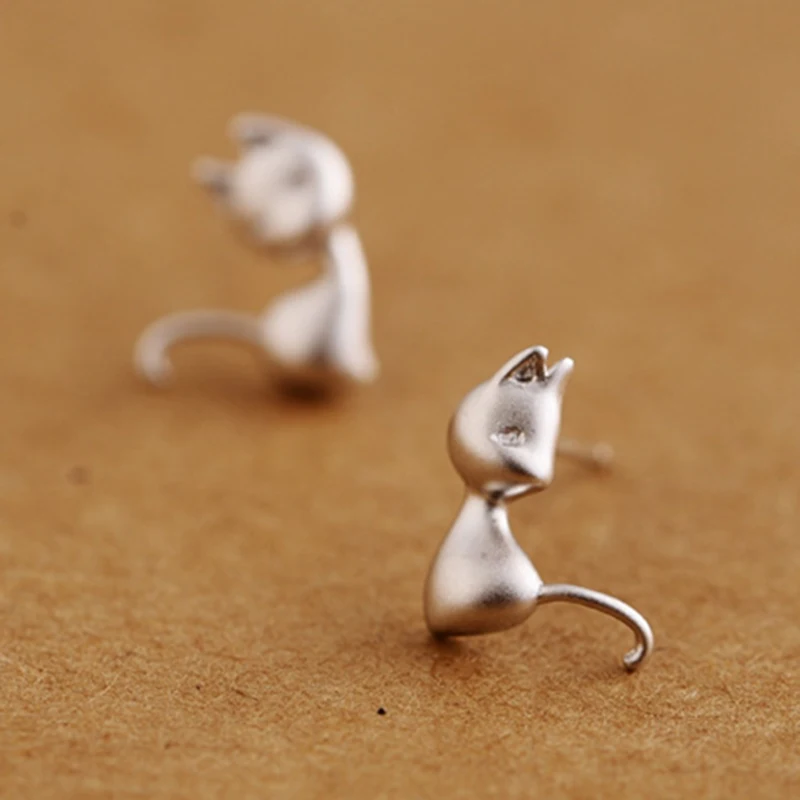 Серьги-гвоздики женские из серебра 925 пробы с милыми мультяшными 3D животными |