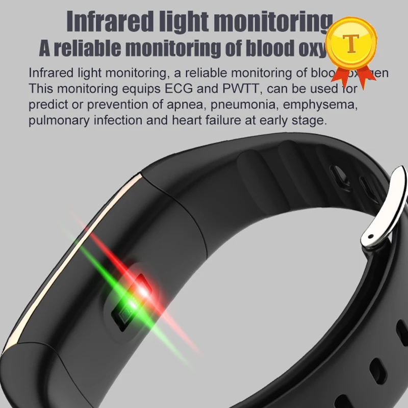 

0.96inch oled touch screen ip67 waterproof dynamic heart rate smart band ECG monitoring wristband support message reminder alert