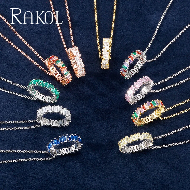 RAKOL модный многоцветный Тонкий багет для помолвки ручной работы Радужный