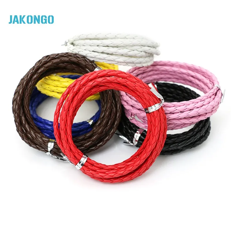JAKONGO 4 мм круглый кожаный шнур DIY веревка для изготовления ювелирных изделий