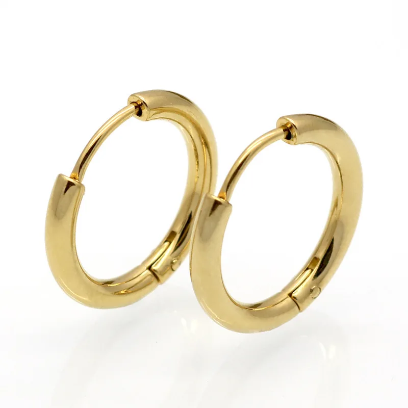 Punk gold small Hoop Earrings female 2018 girls boys circle earrings for women fashion Steel earring jewelry brinco feminino | Украшения и