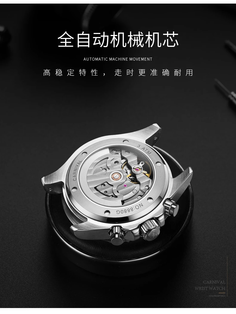 

Carnival Brand Luxury Men Automatic Watch Man Tourbillon Mechanical Watches Business Luminous Clock Relogio Masculino 2019 NEW