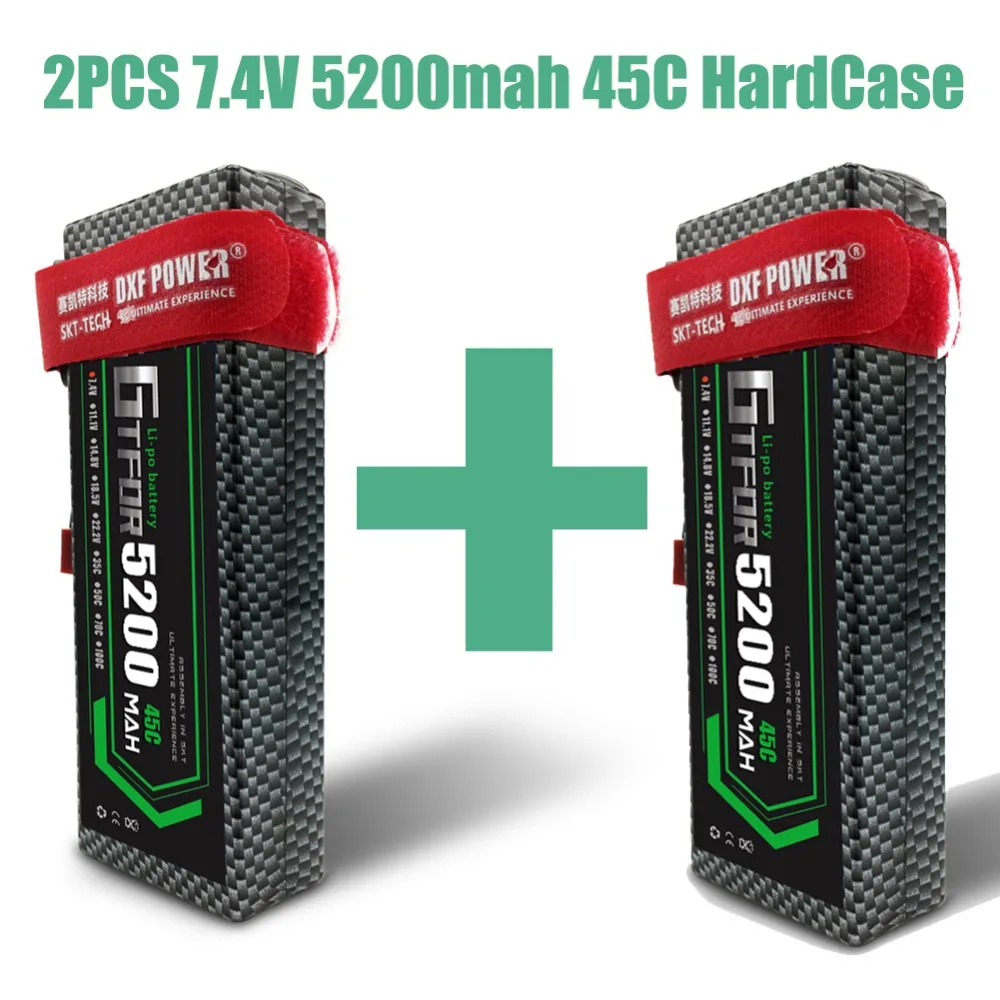 GTFDR RC автомобиль Lipo батарея 2 шт 7,4 V 5200mah 45C жесткий чехол Bateria Lipo для багги Truggy Evader BX TRX trx4 SCX10 RC SUV