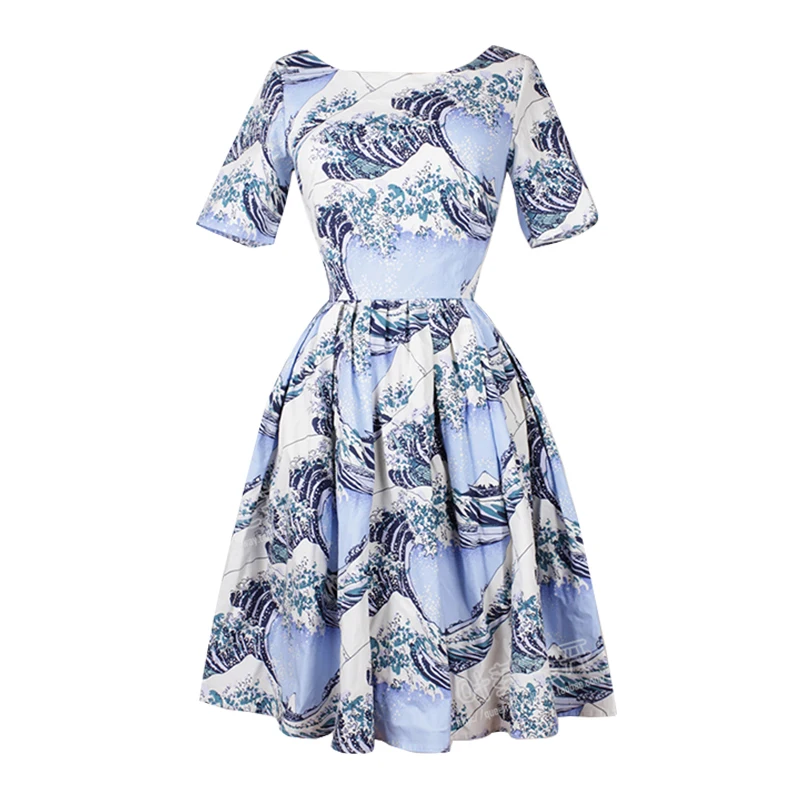 Платье женское винтажное с коротким рукавом 50s|dress stretch|dress for success mendress cobalt |