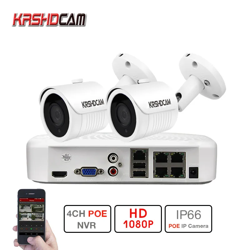 2ch H.265 NVR POE комплекты 2 шт. Sony 1080 P PoE ip камера IP66 4ch видеонаблюдения Камера Системы