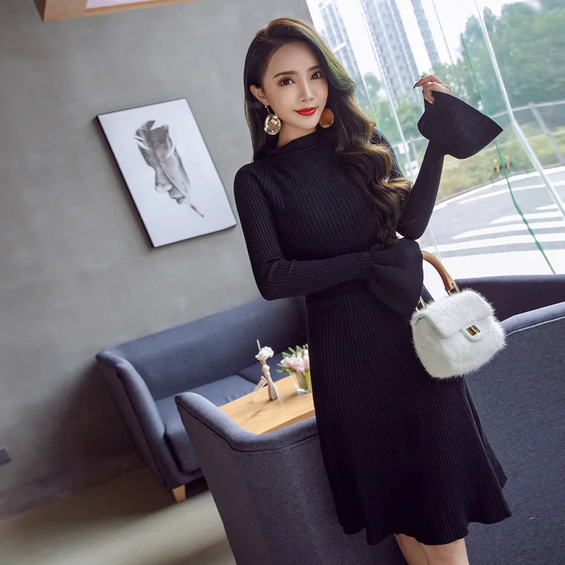 Новое поступление 2017 года Зима Для женщин одежда водолазка сплошной Вязание