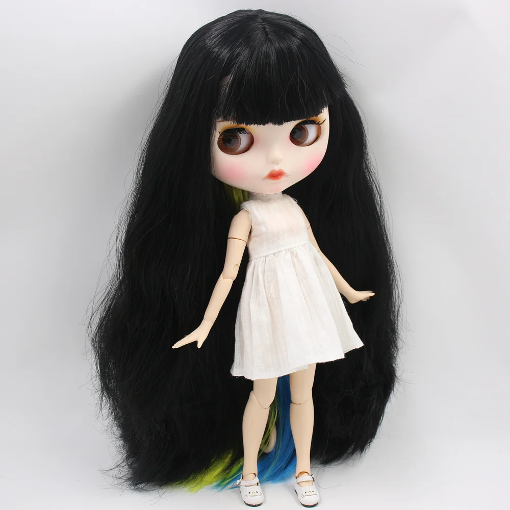 Кукла ICY DBS Blyth на заказ № BL117/3208/6208 черный микс желтый и синий волосы 1/6 BJD|Куклы| |