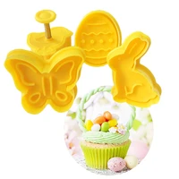 4pcsset pastry stencil easter bunny rabbit plastic baking mold kitchen biscuit cookie cutter fondant cake decorating tools hot