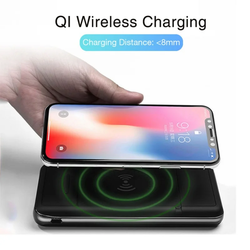 Qi беспроводной 20000 мАч портативный внешний аккумулятор 2USB lcd телефон быстрое зарядное устройство для iPhone Android с держателем телефона