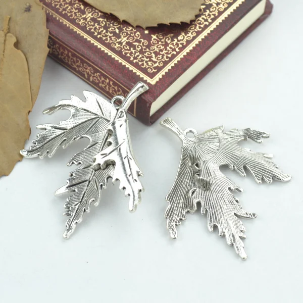 4 шт. сплав тибетского серебра подвеска с покрытием лист дерева подвески для