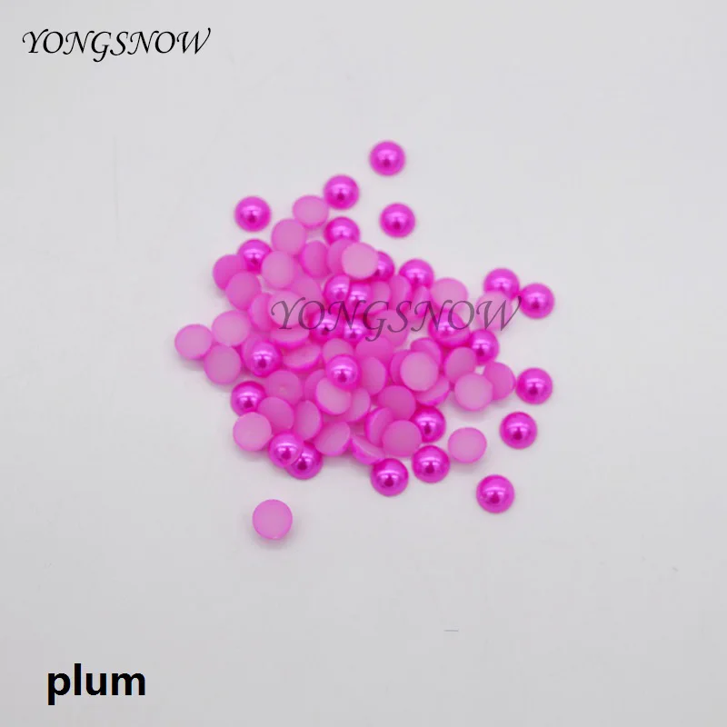 plum 100 шт./лот 6 мм Разноцветные Акриловые полукруглые плоские имитация жемчуга бусины для свадебной вечеринки украшения своими руками аксессуары - Цвет: plum