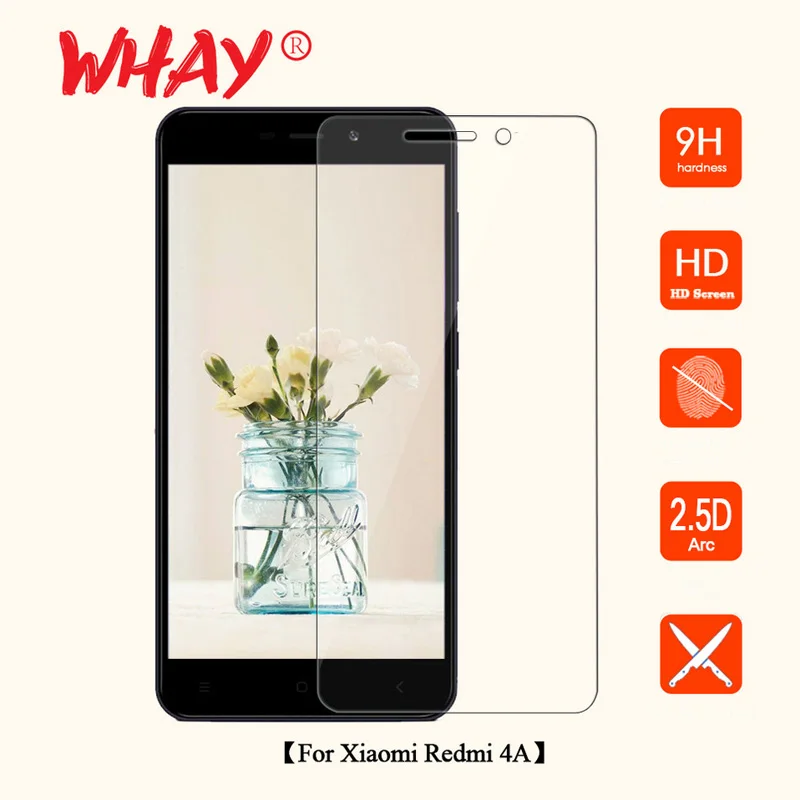 WHAY очки для Xiaomi Redmi4A закаленное стекло Flim чехол Xiomi Redmi 4a защита экрана 2.5D