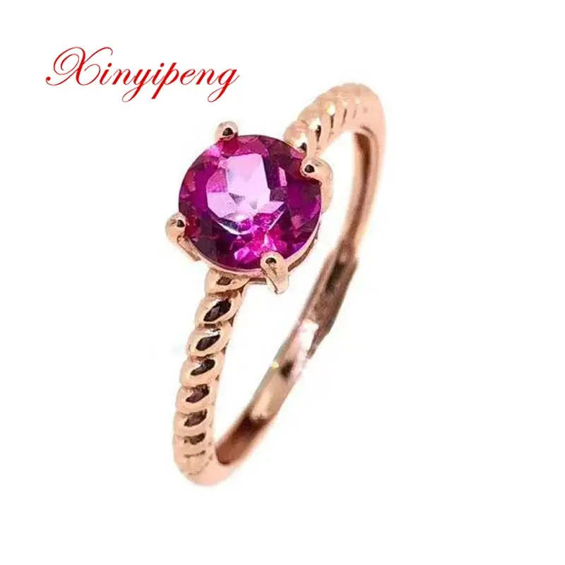 

Xin yi peng 925 silver inlaid natural pink topaz stone ring The women ring beautiful simple