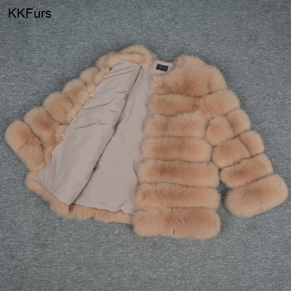 

JKKFURS 2021 Women's Winter Warm Thick Real Fox Fur Coat 7 Rows Natural Fur Jacket Lady Fashion Outerwear Wholesale S7203