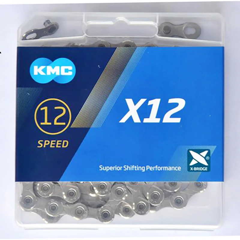 Велосипедная цепь KMC X8 X9 X10 X10SL X11 X11SL X12 7S 8S 9S 10S 11S 12S для MTB/шоссейного велосипеда Shimano/SRAM 8 9 10 11 скорость 116л/цепь - Цвет: X12 12S Silver