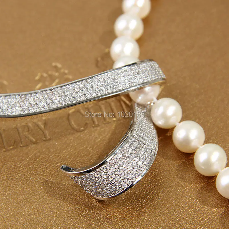 Один комплект пресноводный жемчуг белый неидеально круглый 8-9 мм ожерелье серьги