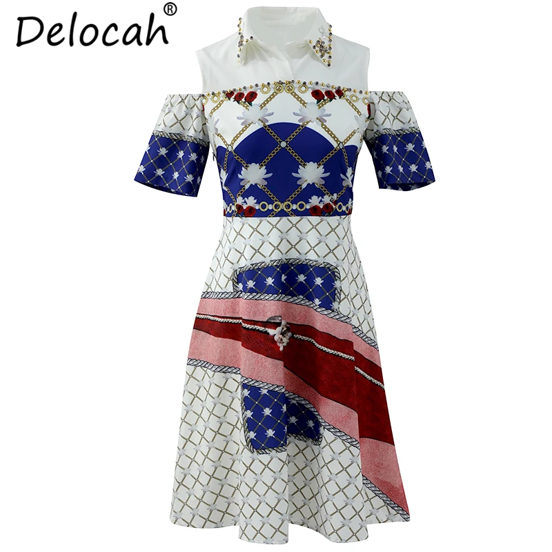 Delocah 2019 женское весенне-летнее винтажное платье для подиума модное с коротким