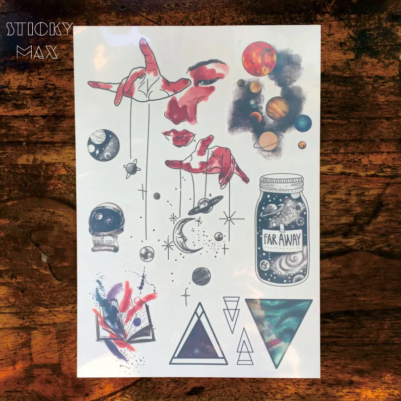 Временная татуировка W15 1 шт. космос Вселенная геометрическое пространство