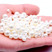 ivory 3 30mm pearls round straight hole beads for jewelry making 100gbag many sizes for choose