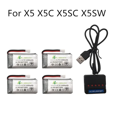 Limskey 3,7 V 1400mAh LiPo батарея для SYMA X5SW X5SC X5HW X5HC X5UW батарея с зарядным устройством RC Drone 3,7 V 1400 mah Lipo батарея - Цвет: Бургундия