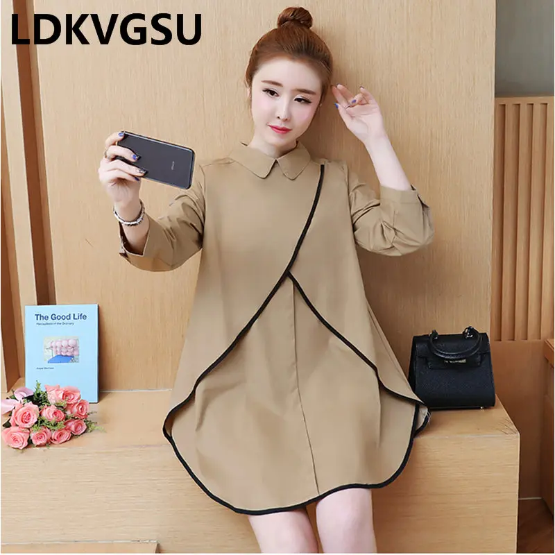 Женское асимметричное платье рубашка однотонное свободное большого размера с