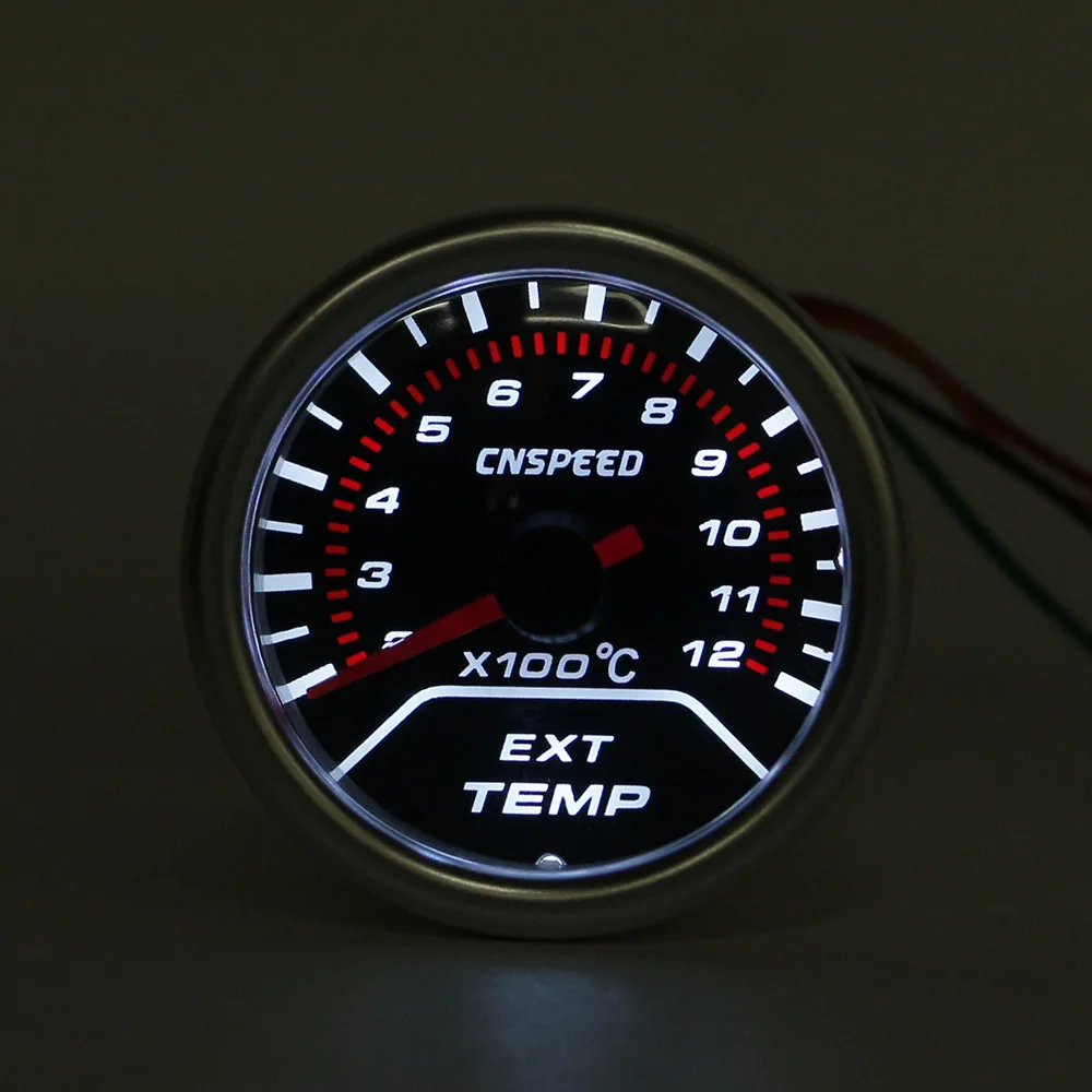 CNSPEED 52 мм EXT EGT Автомобильный датчик температуры выхлопных газов с датчиком дымовой линзы автомобильный измеритель температуры выхлопных газов Белый светодиодный YC101234
