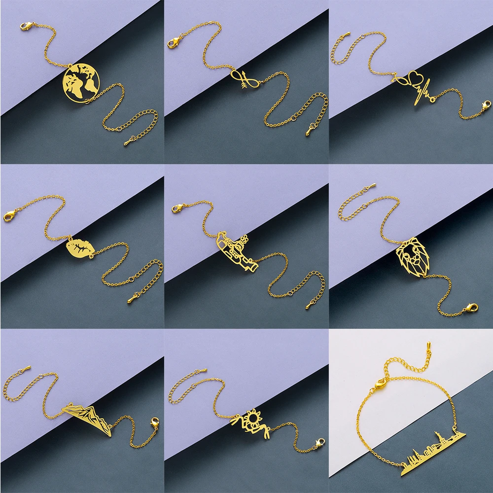 Браслет Cxwind из нержавеющей стали с изображением глобуса и гор женский браслет