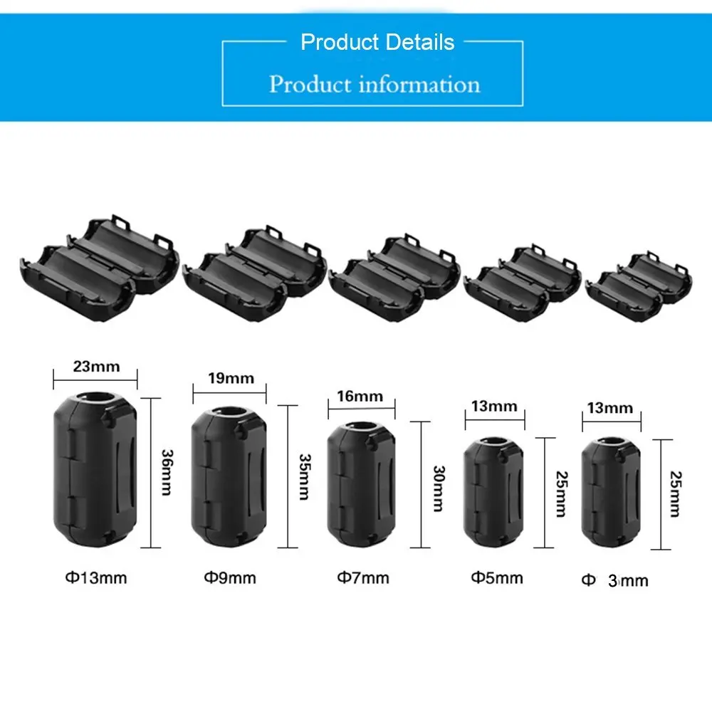 Набор из 2 магнитных ферритовых сердечников RFI EMI шумоподавитель зажим для кабеля