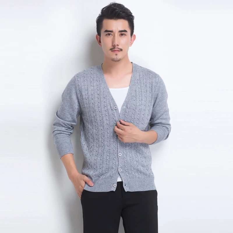 2016 spring new men's sweater slim cashmere sweater cardigan sweater Korean thin tide