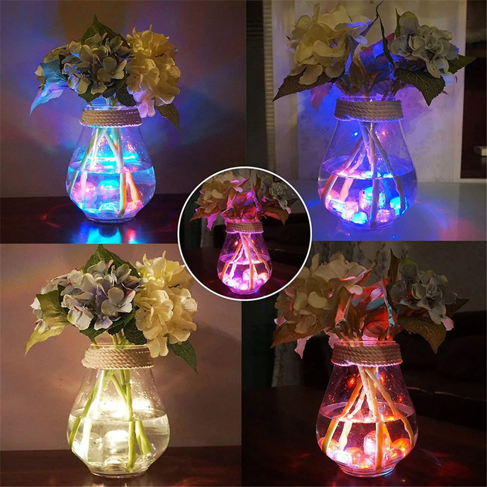 RGB Waterproof Submersible LED Light Battery Operated Underwater Night Lamp Tea Lights for Vase,Bowls,Aquarium,Party Wedding images - 6