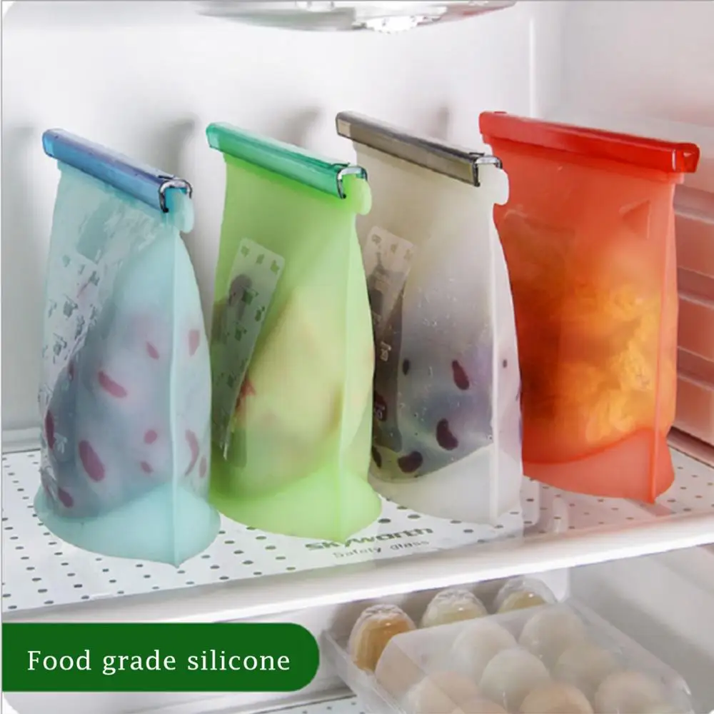 

5PCS 18*20cm Reusable Seal Silicone Food Fresh Bag Vacuum Sealer Fruit Meat Milk Storage Bags Saran Wrap Plastic Bags