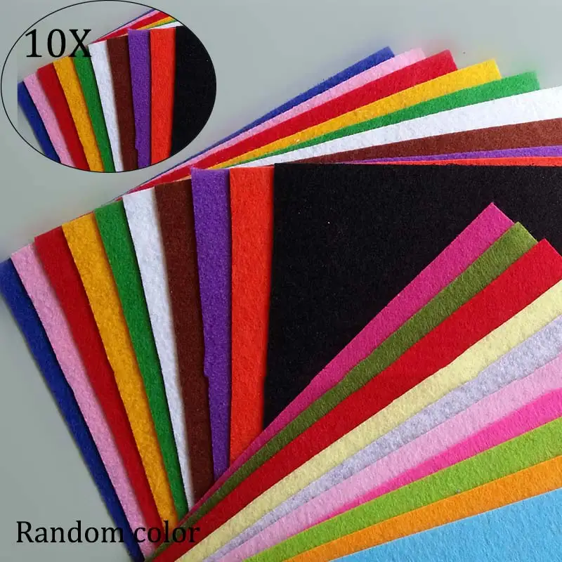 Популярно 10 шт Толщина 1 мм Полиэстеровая ткань PatchworkFelt Лоскутная Ткань для DIY