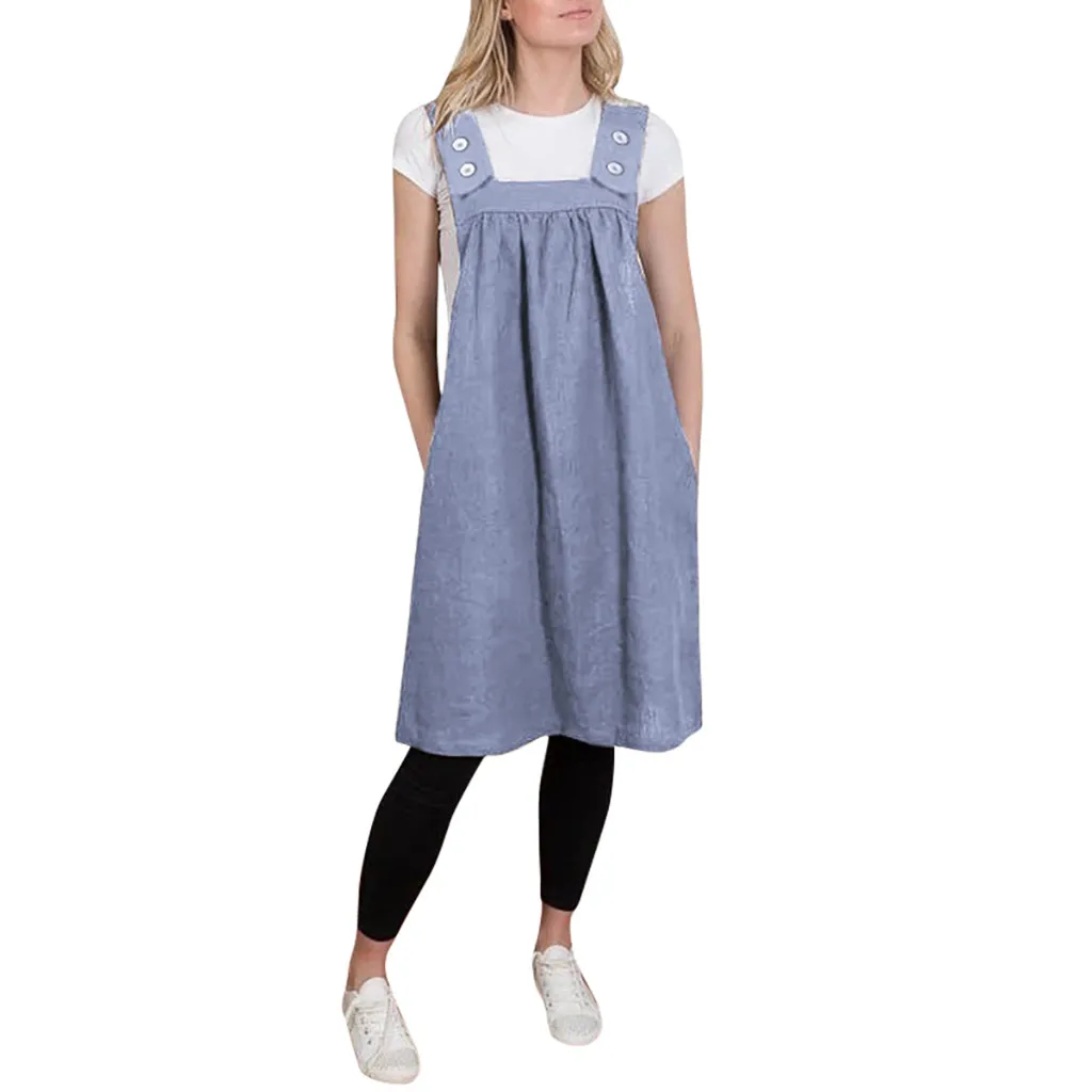 Женское хлопковое льняное платье простое свободное платье-туника большого