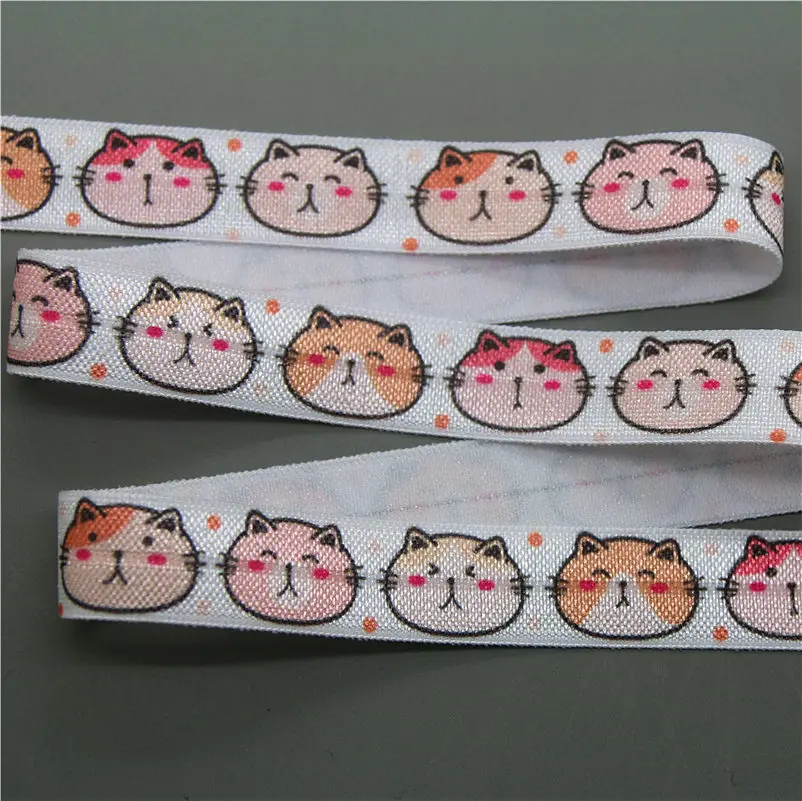 3 DHK 5/8 ''5 ярдов животные Лиса утка Кот печатный складной Эластичный FOE стрейч-лента повязка на голову головной убор DIY OEM C1612 - Цвет: 3
